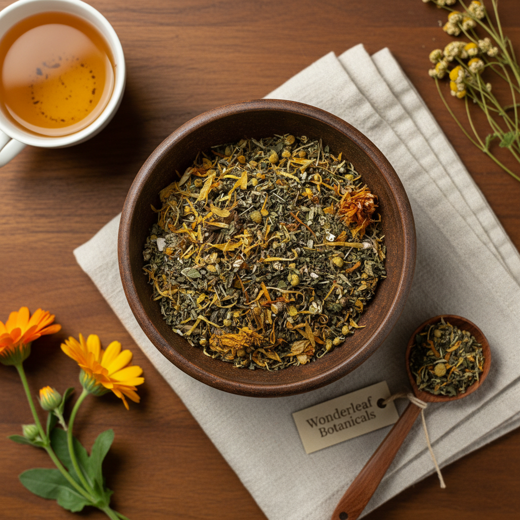 Wonderleaf Botanicals Calendula Tea Blend - Overhead Flat Lay
