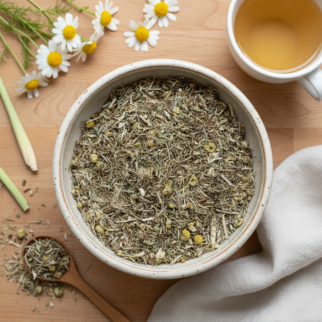 Wonderleaf Botanicals Chamomile Tea Blend - Overhead Flat Lay
