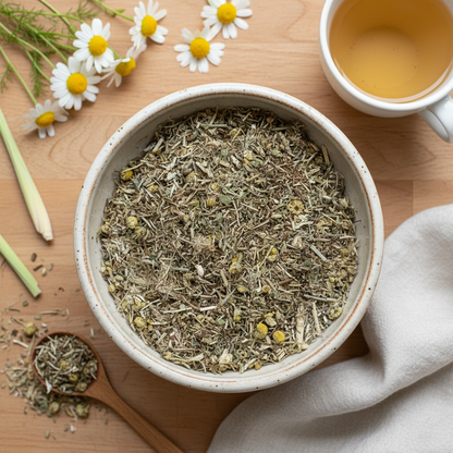 Wonderleaf Botanicals Chamomile Tea Blend - Overhead Flat Lay