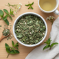 Wonderleaf Botanicals Fresh Green Herb Tea Blend - Overhead Flat Lay