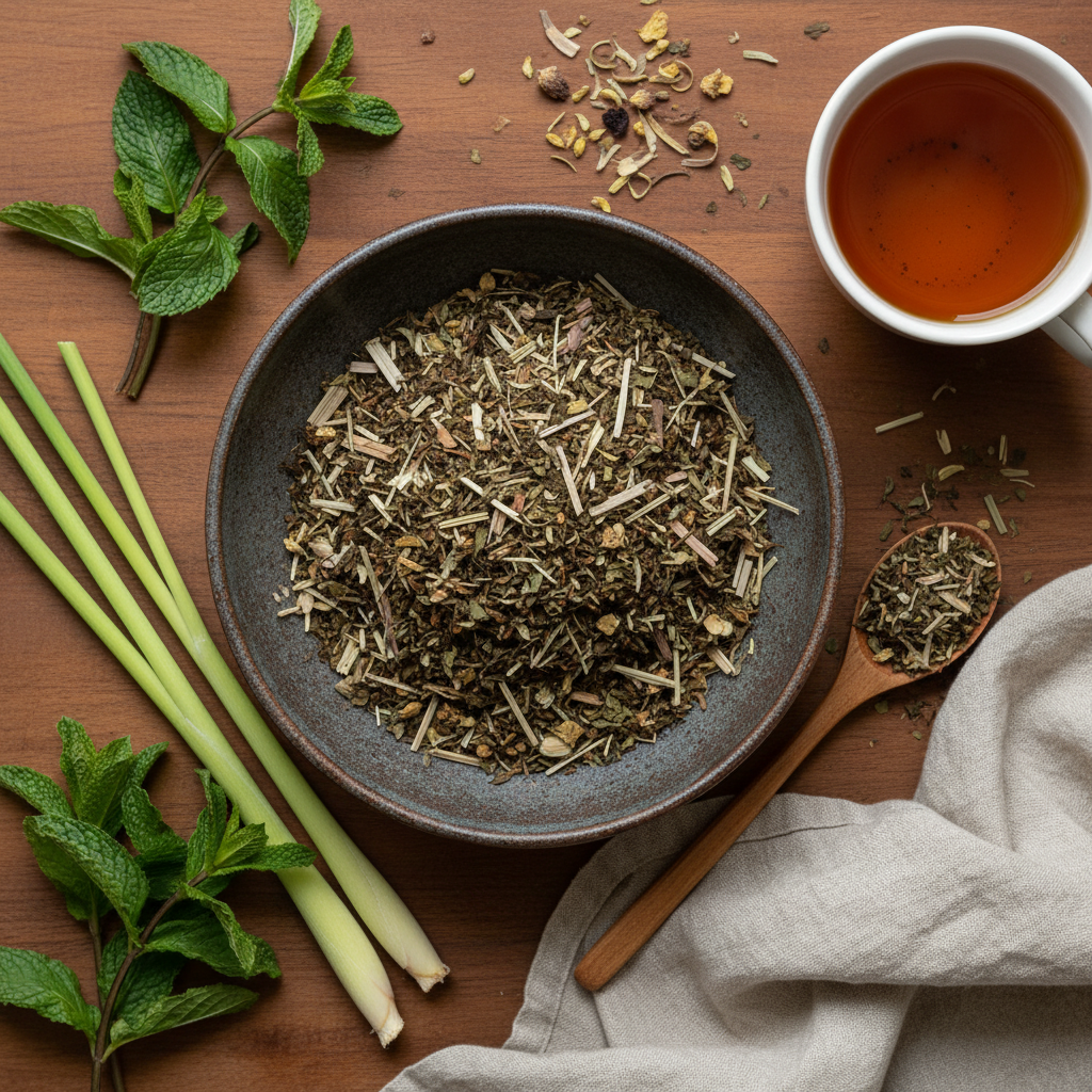 Wonderleaf Botanicals Herbal Tea Blend - Overhead Flat Lay