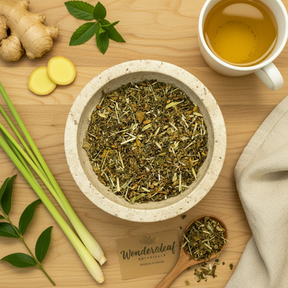 Wonderleaf Botanicals Tea Blend - Overhead Flat Lay